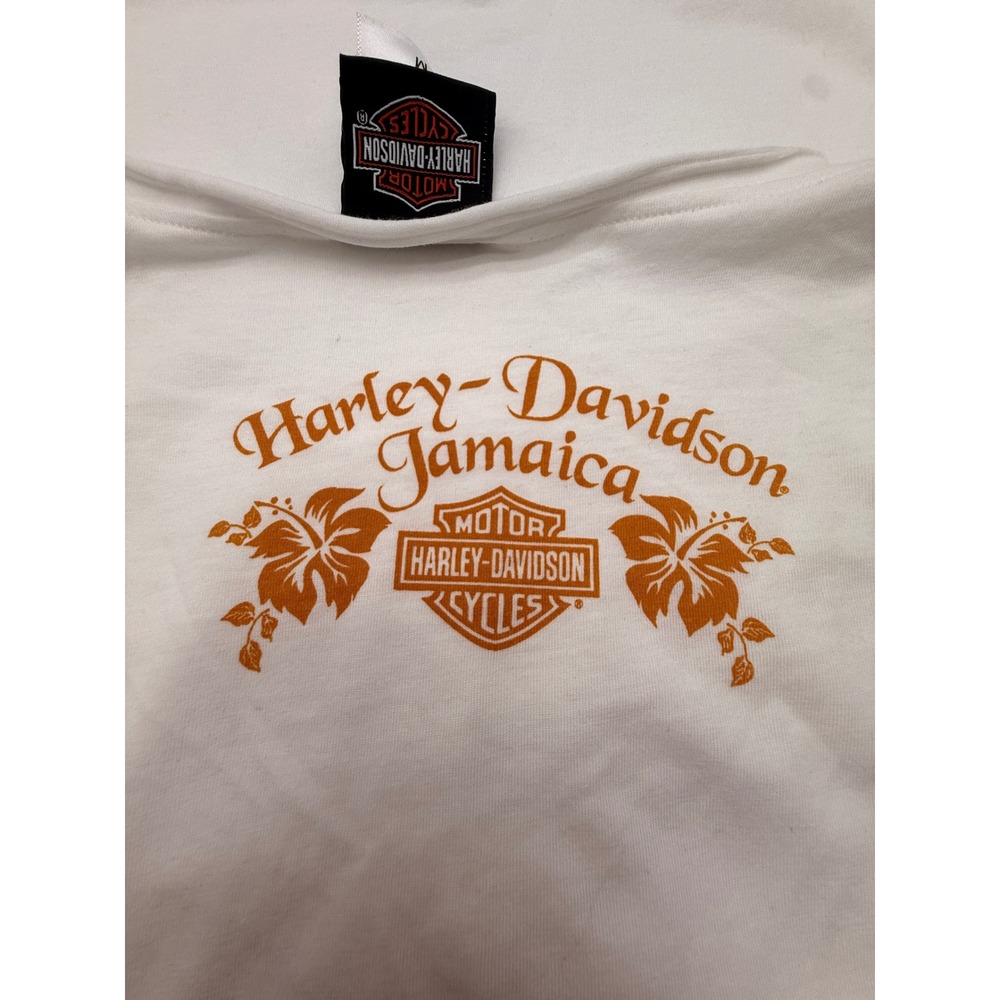 Harley-Davidson Jamaica Women's White V-Neck Graphic T-Shirt Size Medium NWOT